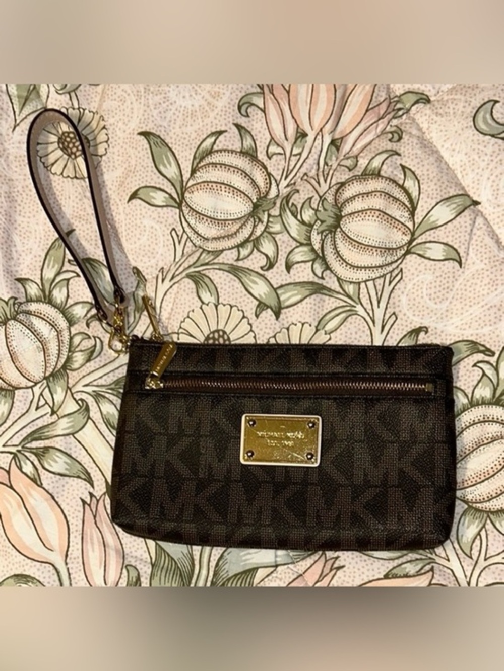Michael Kors Brown Logo Wristlet